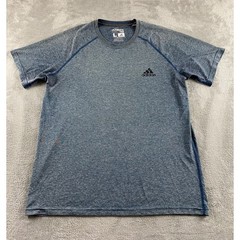 Adidas Ultimate Tee Mens Large Blue Heathered Performance Athletic T-Shirt Logo