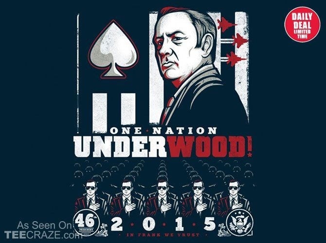 HOUSE OF CARDS Kevin Spacey One Nation Under Wood 2015 Campaign Art NEW T-SHIRT