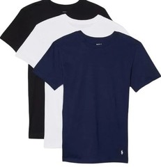 3 POLO RALPH LAUREN S M L XL SLIM FIT COTTON BLACK WHITE BLUE CREW NECK T SHIRTS