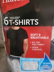 Hanes 6-pack Mens Crew Neck T-Shirt 100% Cotton Crewneck Tees Black/Gray XL