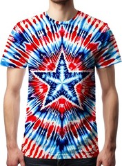Men’s Tie Dye Short Sleeve T-Shirt Vintage Hippie Style Polyester Crew Neck Tee