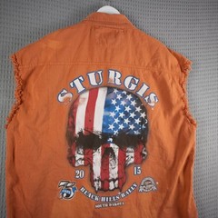 Sturgis 4XL Biker American Skull Sleveless Button Up Shirt