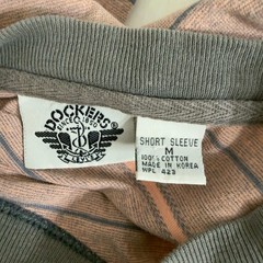 Dockers Men’s Y2K Striped Short Sleeve T Shirt Cotton Pink Gray Size M