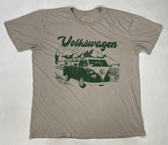 Volkswagen Van Retro Graphic T-shirt Men Beige Logo Green Short Sleeve