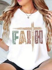 Faith Cross Bible Verse Women’s Christian Spiritual Inspirational Casual Tee
