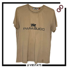 Parasuco Men’s Crewneck Short Sleeve Cotton Logo Pullover T-Shirt Tan Large