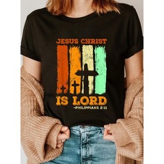 Jesus is Lord Faith Christianity God Jesus Christ T-Shirt Round Neck T-Shirt