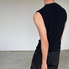 Men’s Ribbed Vest Sleeveless For Henry Collar Slim Fit Streetwear Sports Top