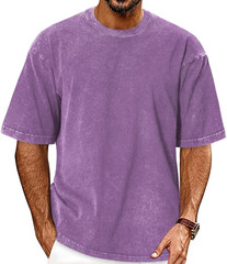 Oversized Tshirt for Men Short Sleeve Vintage Washed Cotton Basic Loose Tee 2026
