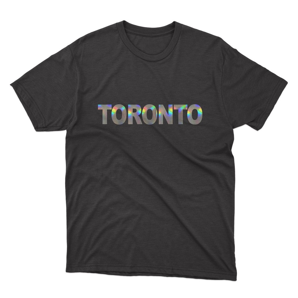 TORONTO Black T-Shirt | Silver Holographic / Hologram Text