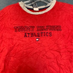 Tommy Hilfiger Athletics T Shirt Mens Large Red Cotton Logo Summer Regular Fit