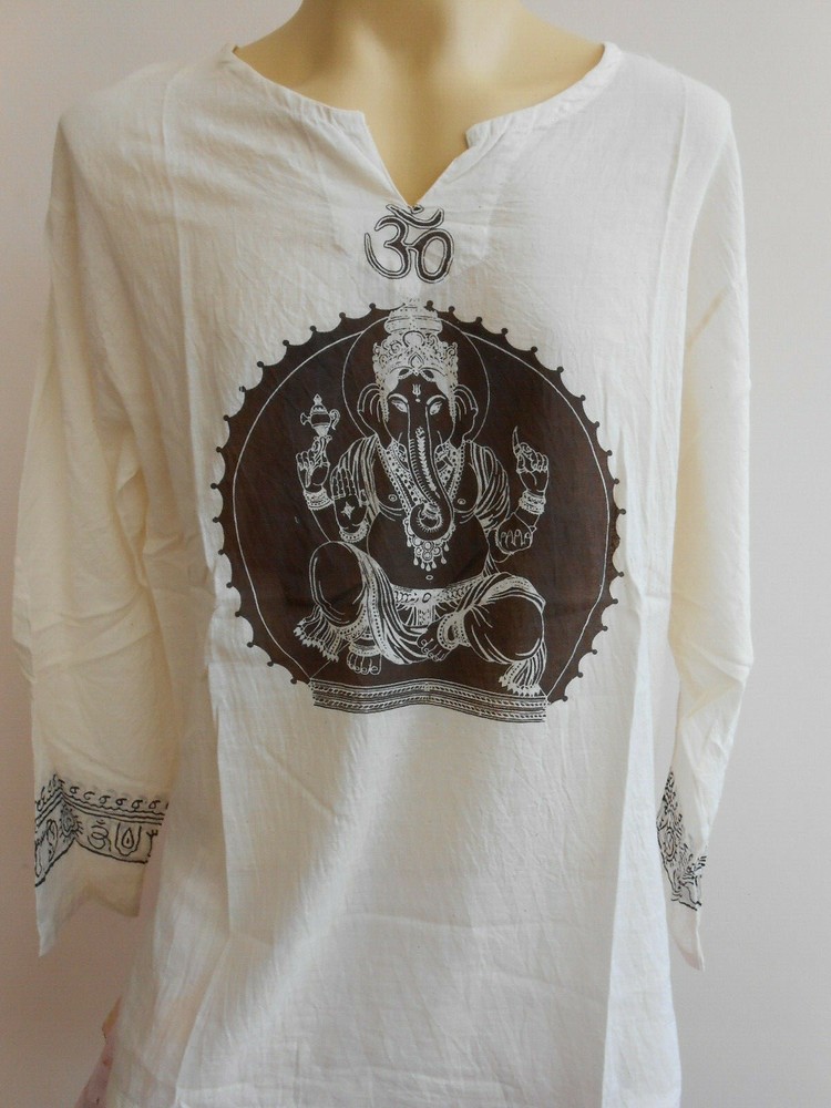 Ganesh Ganesha OM Men’s T Shirt Hindu India Pale White L XL 2XL Grd