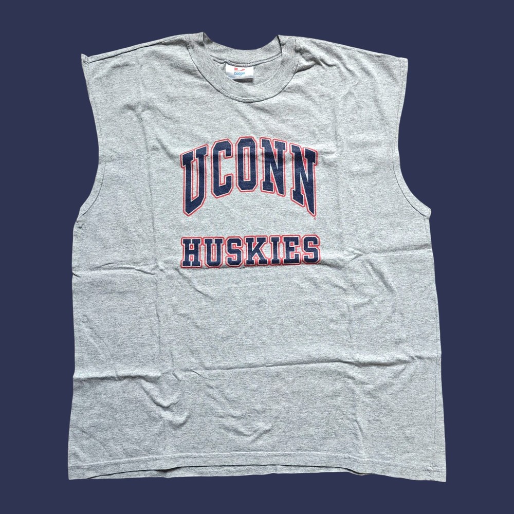 UConn Huskies NCAA 90s Y2k Vintage Sleeveless T Shirt Size XXL Dodger Connecticut