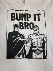 DC Comics Originals Bump It Bro Medium Tee Shirt Vintage Look Gray Batman Robin