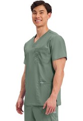 Scrub top for Men V-Neck with 3 Pockets, Knit Details, Soft, Durable, Breatha…