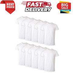 Hanes Crew Neck T Shirt 10 Pack White Cotton Tagless Undershirt Men