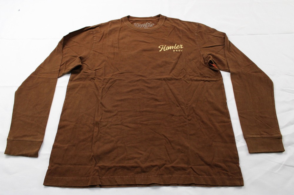 Howler Bros Men’s Howler Posse Longsleeve Cotton T-Shirt EH6 Mahogany Small NWT
