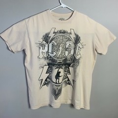 AC DC T-Shirt Black Ice Men XL Live Nation Beige Front Graphic Short Sleeve