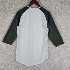 BYLT Raglan Shirt Adult M White Green Good 3/4 Sleeve Curved Hem Cotton Blend