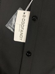NWT Coofandy Button Up Shirt Men Sz L Black Long Sleeve Vacation Cuban