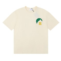 Men Women RHUDE Print Letter Sunset Cotton Short Sleeve POLO Loose T-Shirt S-2XL