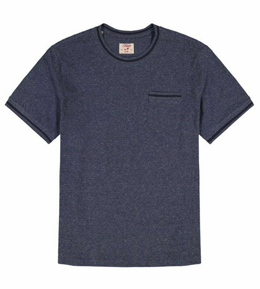 Jachs New York Linen Ringer Tee – Blue Cotton, Size L [J19A-309-BA2]