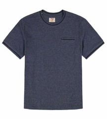 Jachs New York Linen Ringer Tee – Blue Cotton, Size L [J19A-309-BA2]