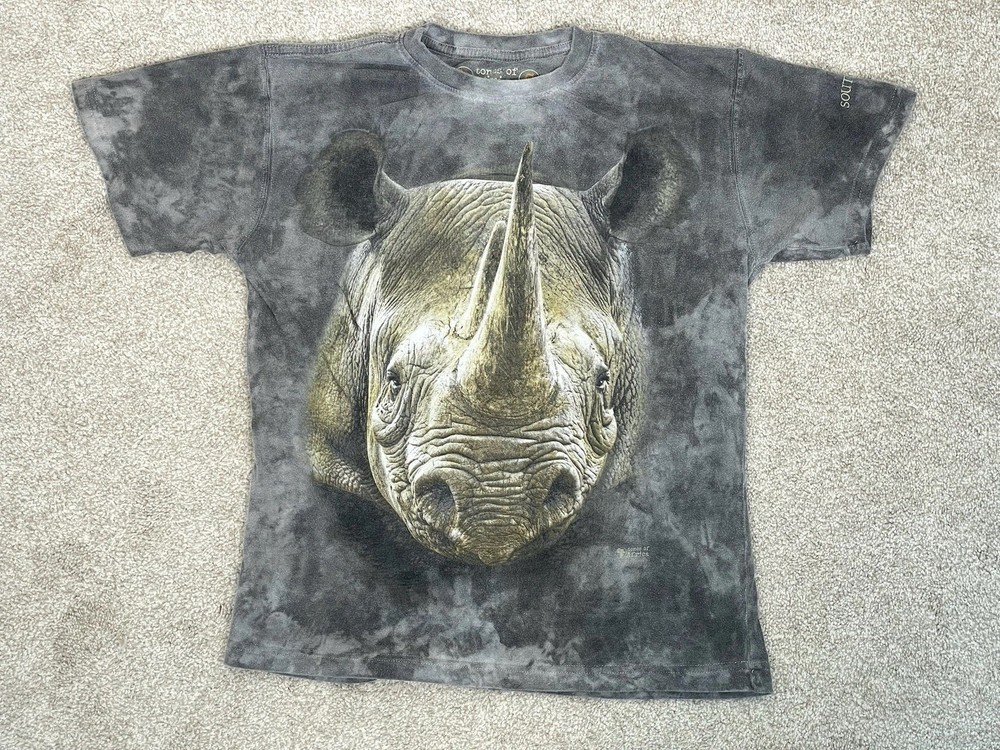 Tones of Africa Hand Dyed Rhino Graphic T-Shirt 100% Cotton Made in Zimbabwe S
