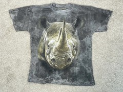 Tones of Africa Hand Dyed Rhino Graphic T-Shirt 100% Cotton Made in Zimbabwe S