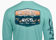 Mens Salt Life Liquid Depth Badge Pocket Long Sleeve T-Shirt – XL & Large – NWT