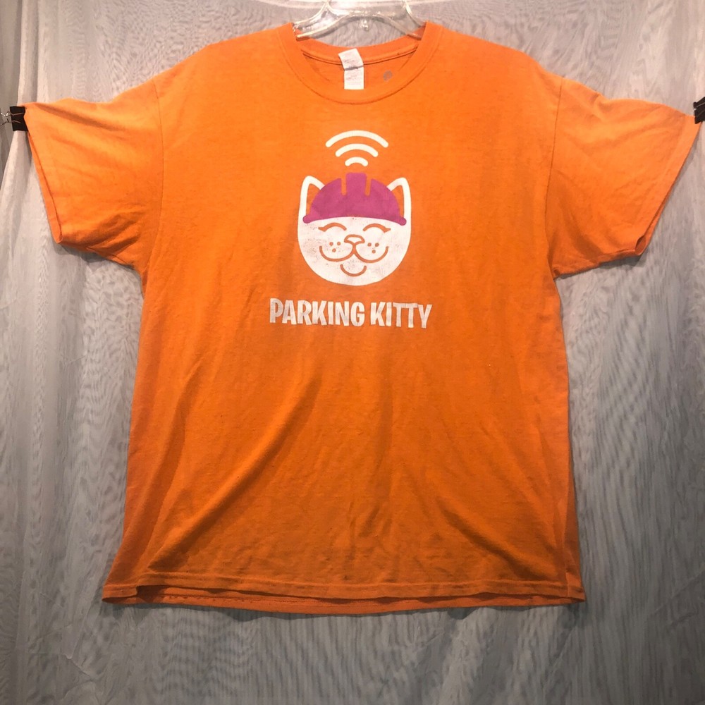 Parking Kitty T Shirt Mens XL Cat WiFi Funny Happy Rainbow Y2K S408