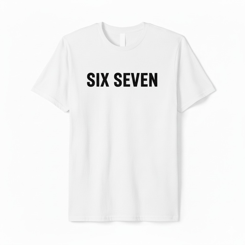 Six Seven Men’s Graphic Print Cotton Crew Neck T-Shirt White or Black