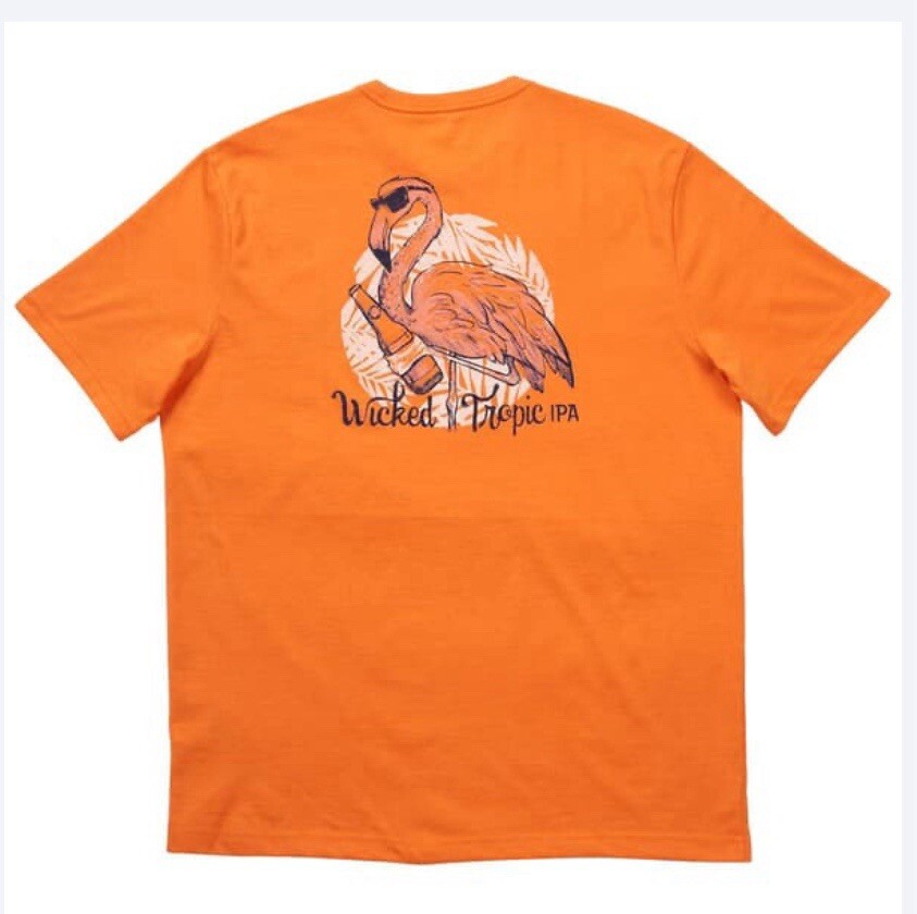 IZOD Saltwater T-Shirt Flamingo Beer Short Sleeve Orange LT Cotton Blend Men’s