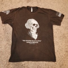 George Skeleton Stay Strapped or Get Clapped Graphic TShirt Black Size XL Funny