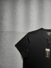 Alfani Men T Shirt L Black Henley Neck Short Sleeve Stretch Pullover Casual Tee