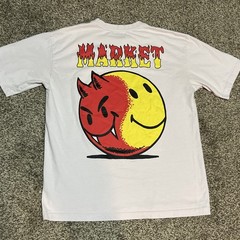 Market Smiley Good And Evil Devil Smiley Face Red Creme T-Shirt Size X-Large