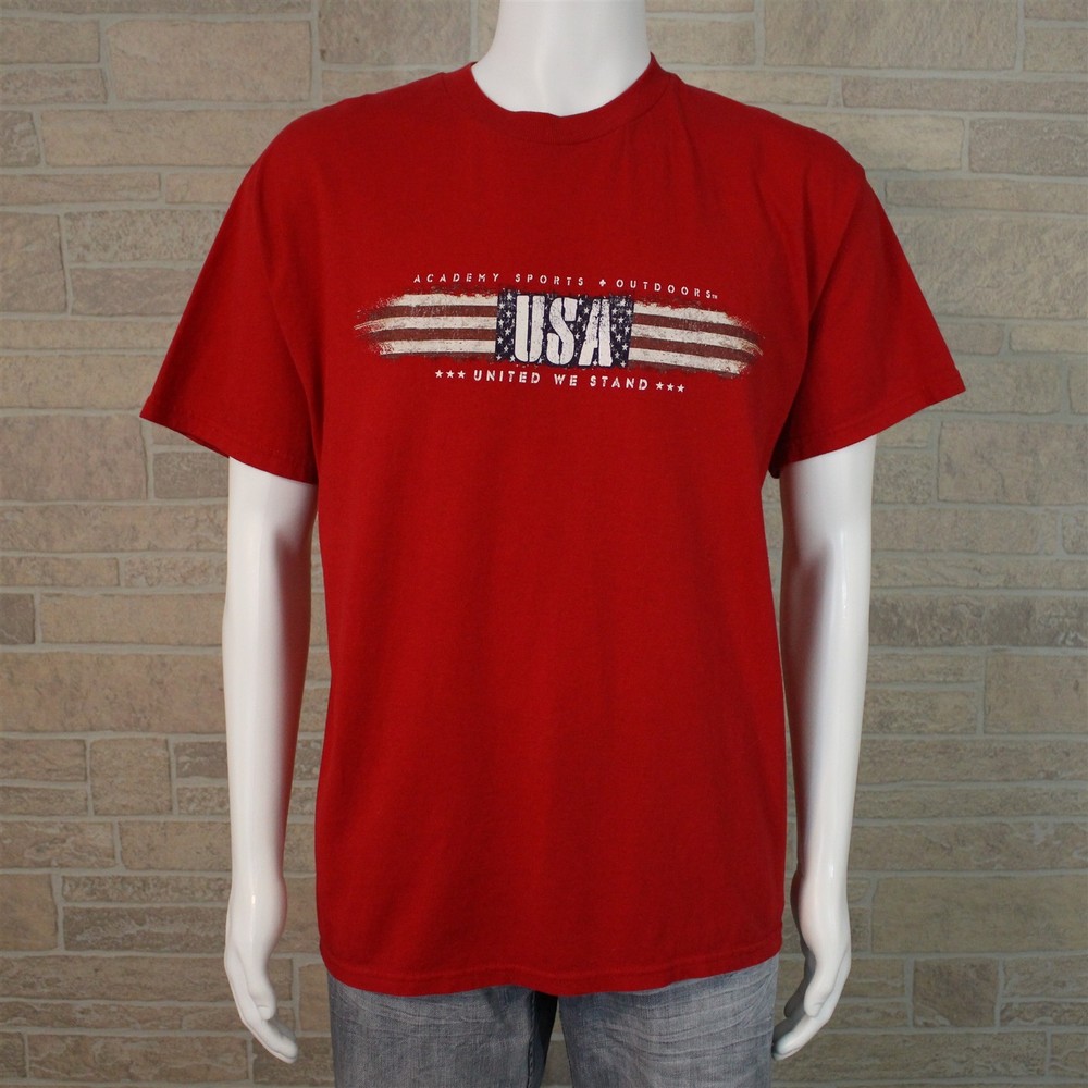 Adult LARGE Red Patriotic Graphic T-shirt United We Stand USA Academy Sports