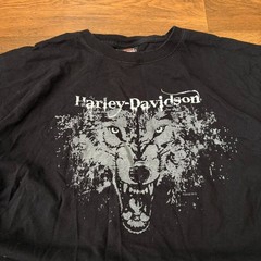 Vintage Y2K Authentic Harley Davidson Grunge Style Wolf Face Graphic T Shirt XL