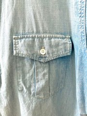 Phigvel Chambray Short Sleeve Shirt M Zip-Up Design