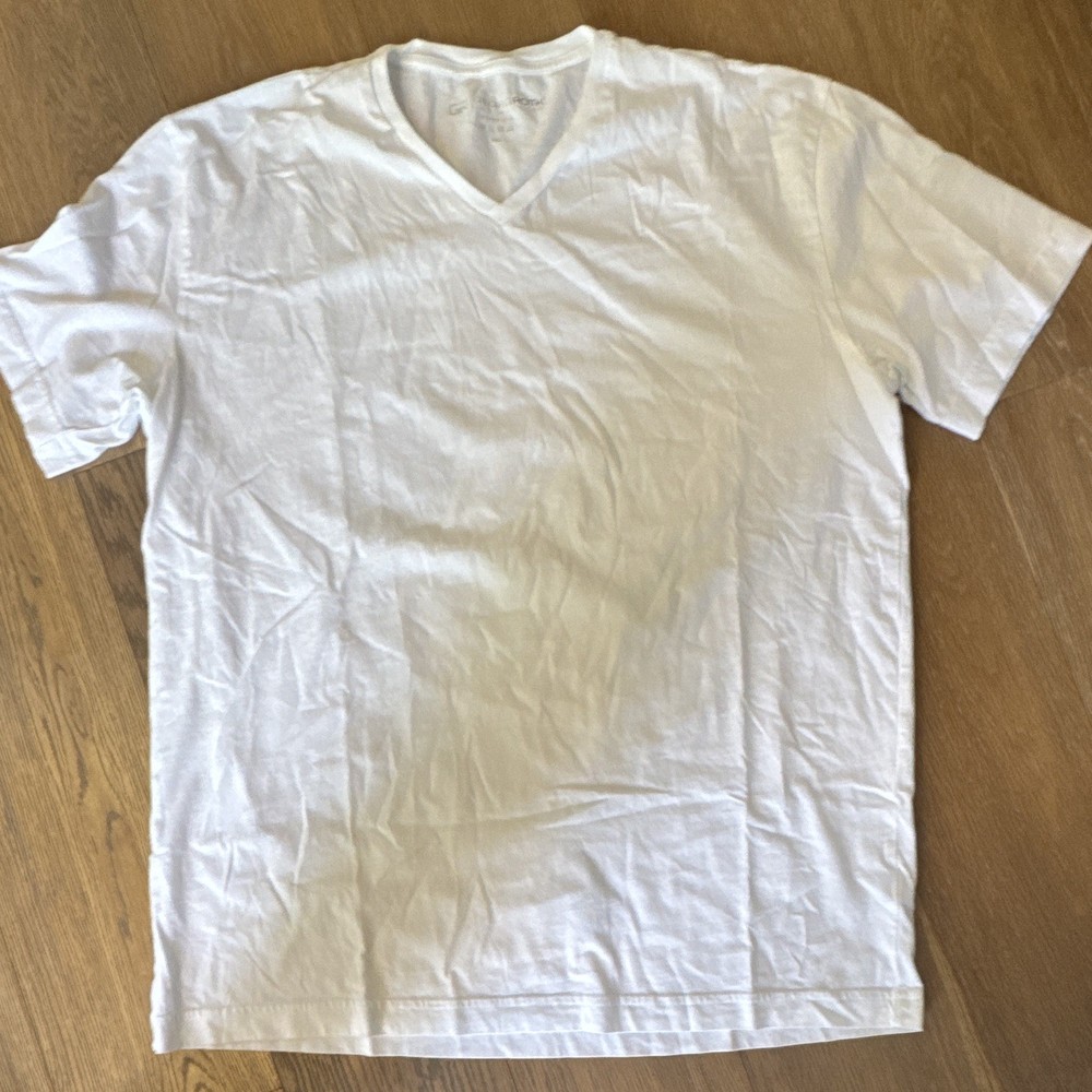 Georg Roth Los Angeles Men’s Pima Cotton V-Neck Tee in White XXL