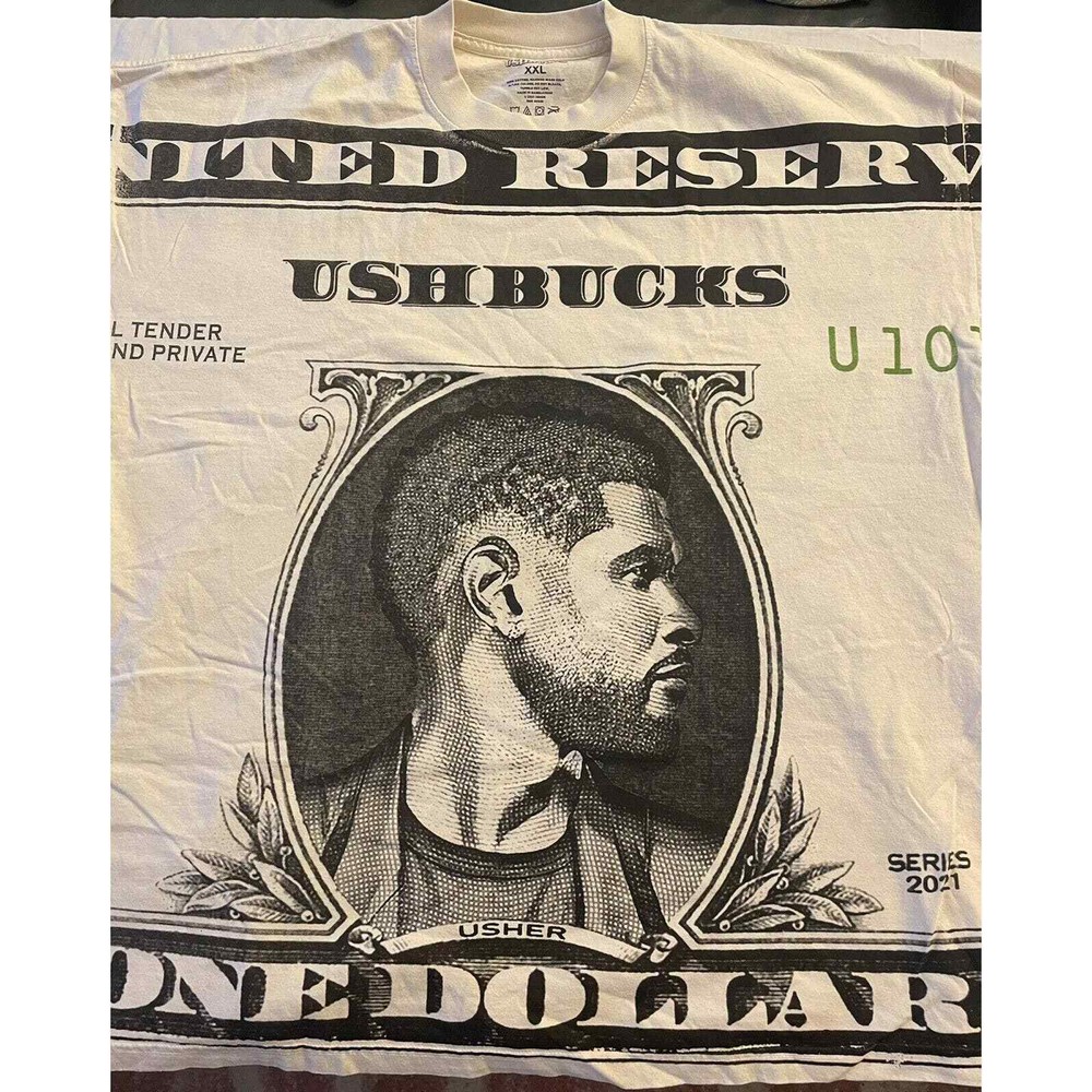 Usher Oversized Limited Edition Money Short Sleeve Tee Men’s XXL