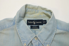 Vintage Ralph Lauren Blake Shirt Mens Medium Blue Light Wash Denim Pony