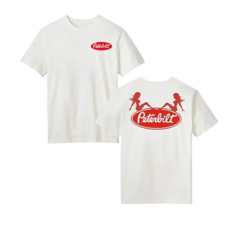 Peterbilt Pin-Up T-Shirt, Classic Logo with Silhouette Graphic, Stylish Trucker