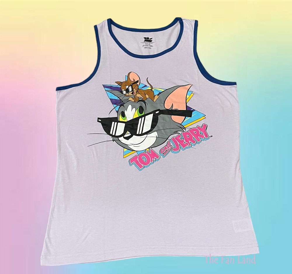 New Tom and Jerry Hanna Barbera 1940 Purple Men’s Vintage Tank Top T-Shirt