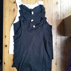Vests Mens 5 Medium M Sleeveless 100% Cotton Summer Tank Top Gym Pack Plain B