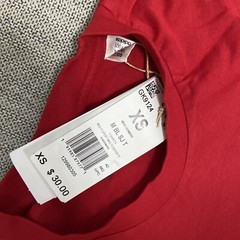 Adidas Essentials Big Logo T Shirt Red White Crew Neck Mens 100% Cotton XS NWT