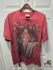 VINTAGE The Mountain Shirt Mens XL Red Tie Dye Native American 90s Eagle
