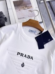 Prada Mercerized Cotton T-Shirt, Crew Neck, White, Size XL