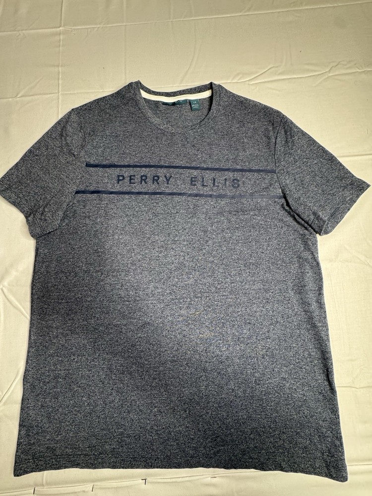 Perry Ellis Men’s Logo Crew Neck Short Sleeve T-Shirt Gray Size L