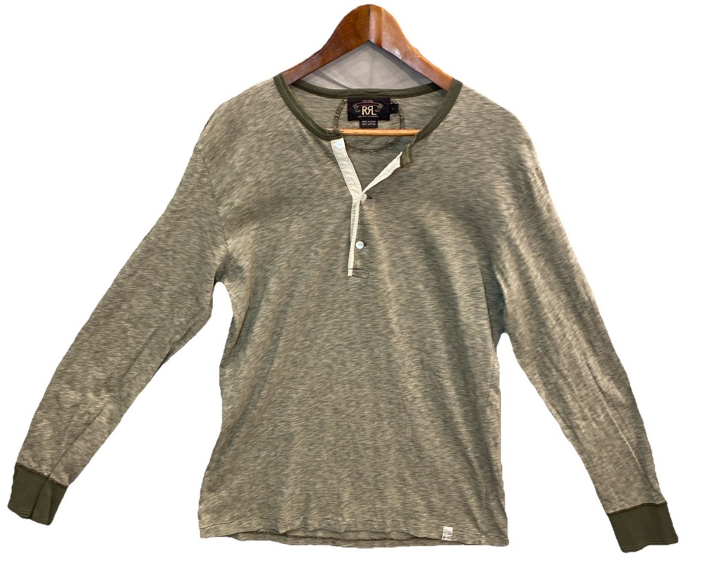 Double RL RRL Ralph Lauren Waffle Knit Henley Shirt Mens Large Thermal Designer